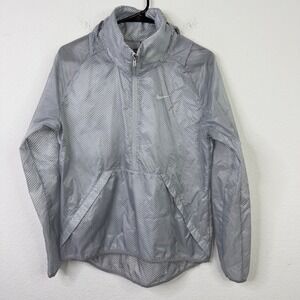 Nike Golf Jacket Mens M Gray Lightweight Hooded Pullover Athleisure Windbreaker